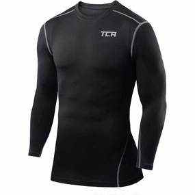Swimsuit TCA Pro Performance Mens Long Sleeve Compression Top - Black