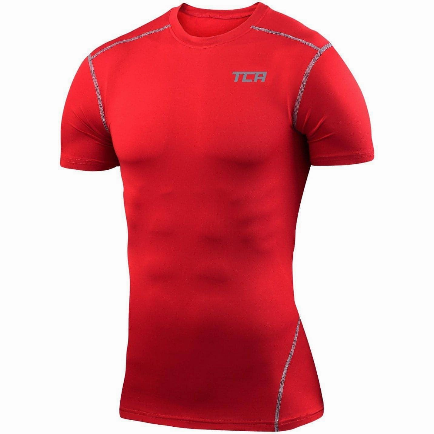 Traction Enhancement Pattern TCA Pro Performance Short Sleeve Mens Compression Top - Red