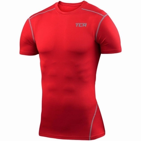 Traction Enhancement Pattern TCA Pro Performance Short Sleeve Mens Compression Top - Red