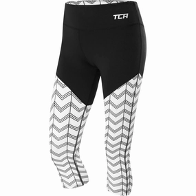 TCA Pro Performance Supreme High Waist Womens 3/4 Capri Running Tights - White Short-lengths-characteristic