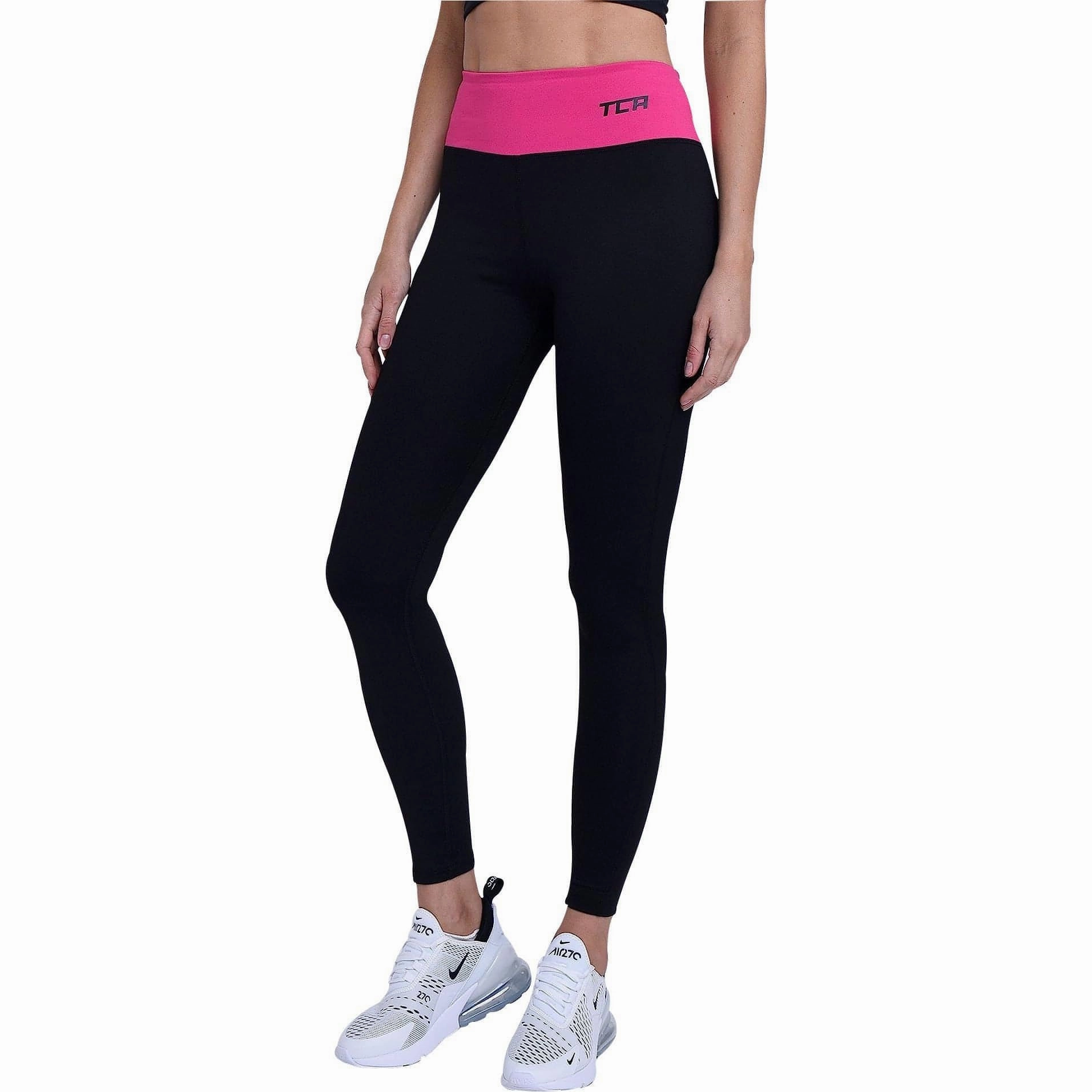 TCA Pro Performance Supreme High Waist Womens Long Running Tights - Black platinum UVProtection