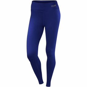 Faux Leather Split hem TCA Pro Performance Supreme High Waist Womens Long Running Tights - Blue