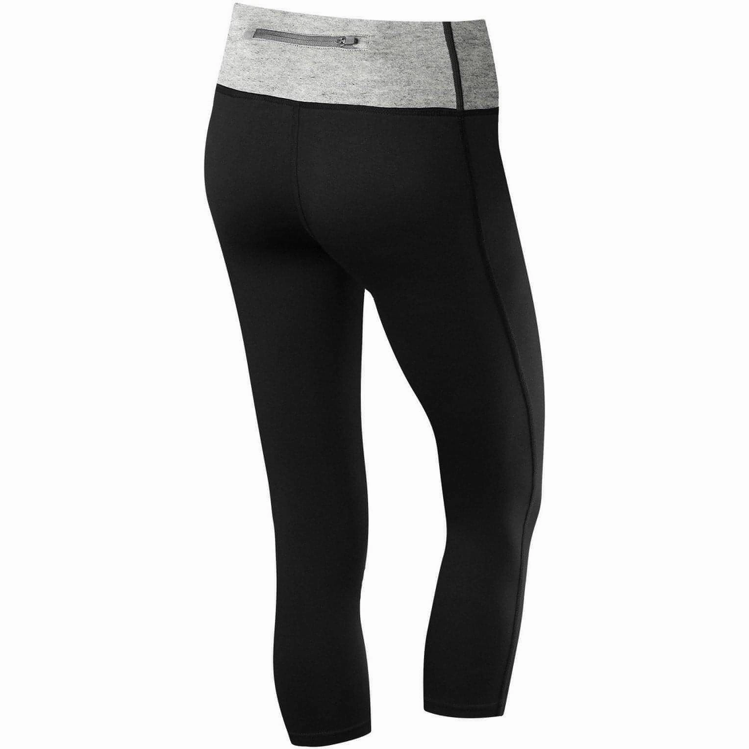 Checkered Adjustable Waistband TCA Pro Performance Supreme Womens 3/4 Capri Running Tights - Black