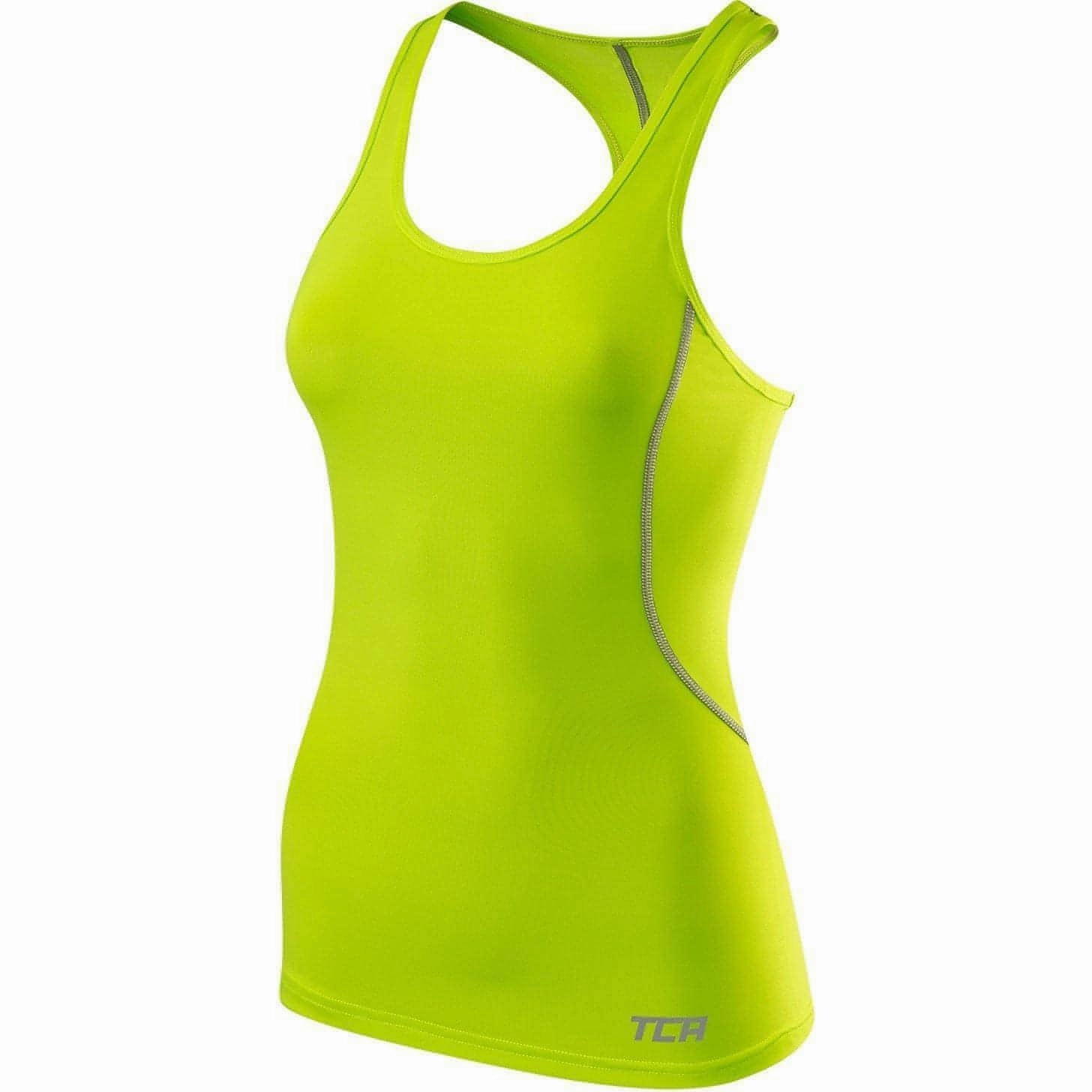 TemperatureRegulating Textiles ReflectiveSafetyDetails TCA Pro Performance Womens Running Vest Tank Top - Green
