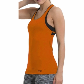 TCA Tech Racerback Womens Running Vest Tank Top - Orange Advanced Moisture Management regular