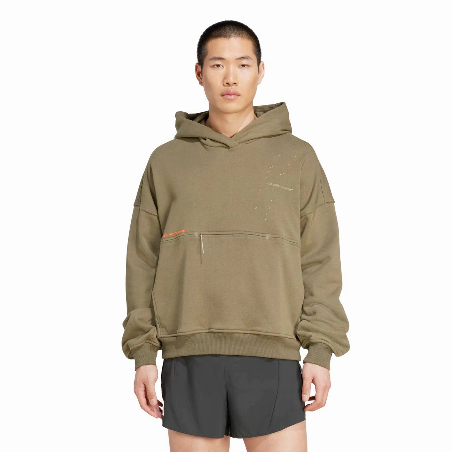 Unisex Adi365 H.Koumori Running Hoodie Olive Strata NonIrritatingSeams