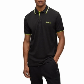 Unstructured Hem Summer Staple BOSS Paddy Pro Golf Polo Shirt - Black/Green