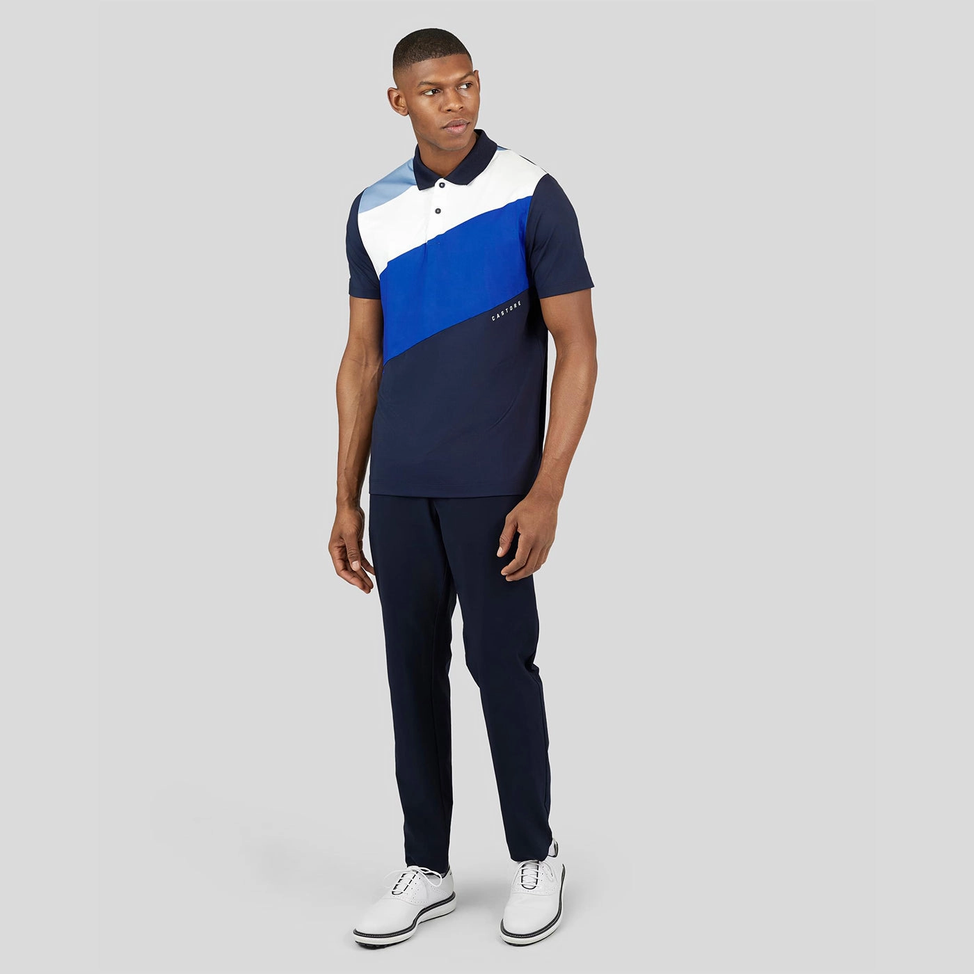 Castore Colourblock Golf Polo Shirt - Midnight Navy Golf Course