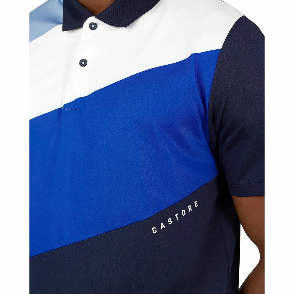 Castore Colourblock Golf Polo Shirt - Midnight Navy PreShrunk Cotton Blend ComfortStretch Collar