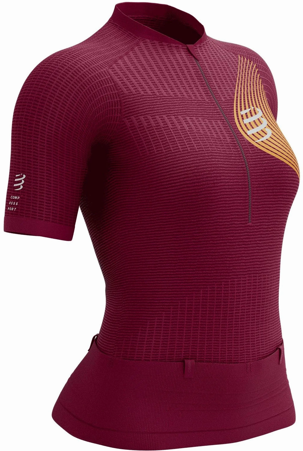 Compressport Trail Postural Half Zip Short Sleeve Womens Running Top - Red petite clothing