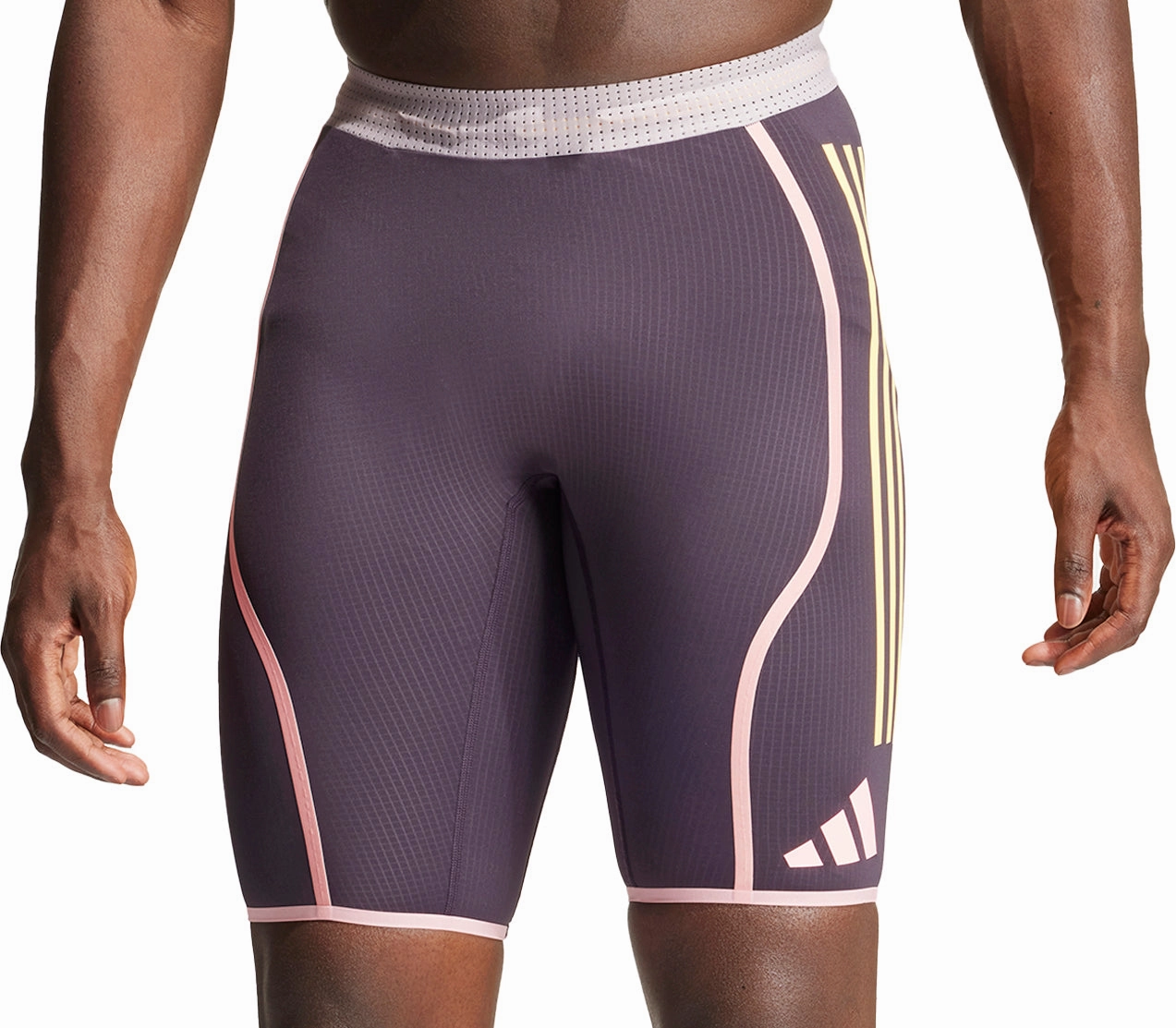 adidas Adizero Promo Mens Short Running Tights - Purple GussetDesign