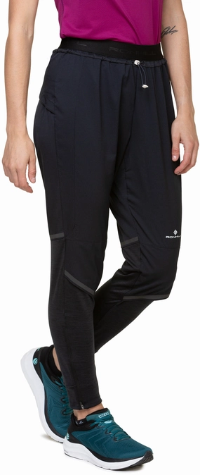 No Ride Up Design Adjustable Closure Ronhill Tech Flex Womens Running Track Pants - Black