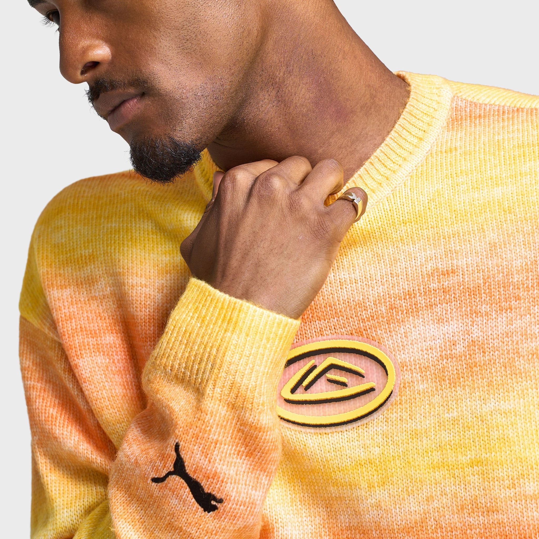 OdorResistant Blend Windproof Layer PUMA x LaFranc?? HEEM Knit Sweater / Orange Glo