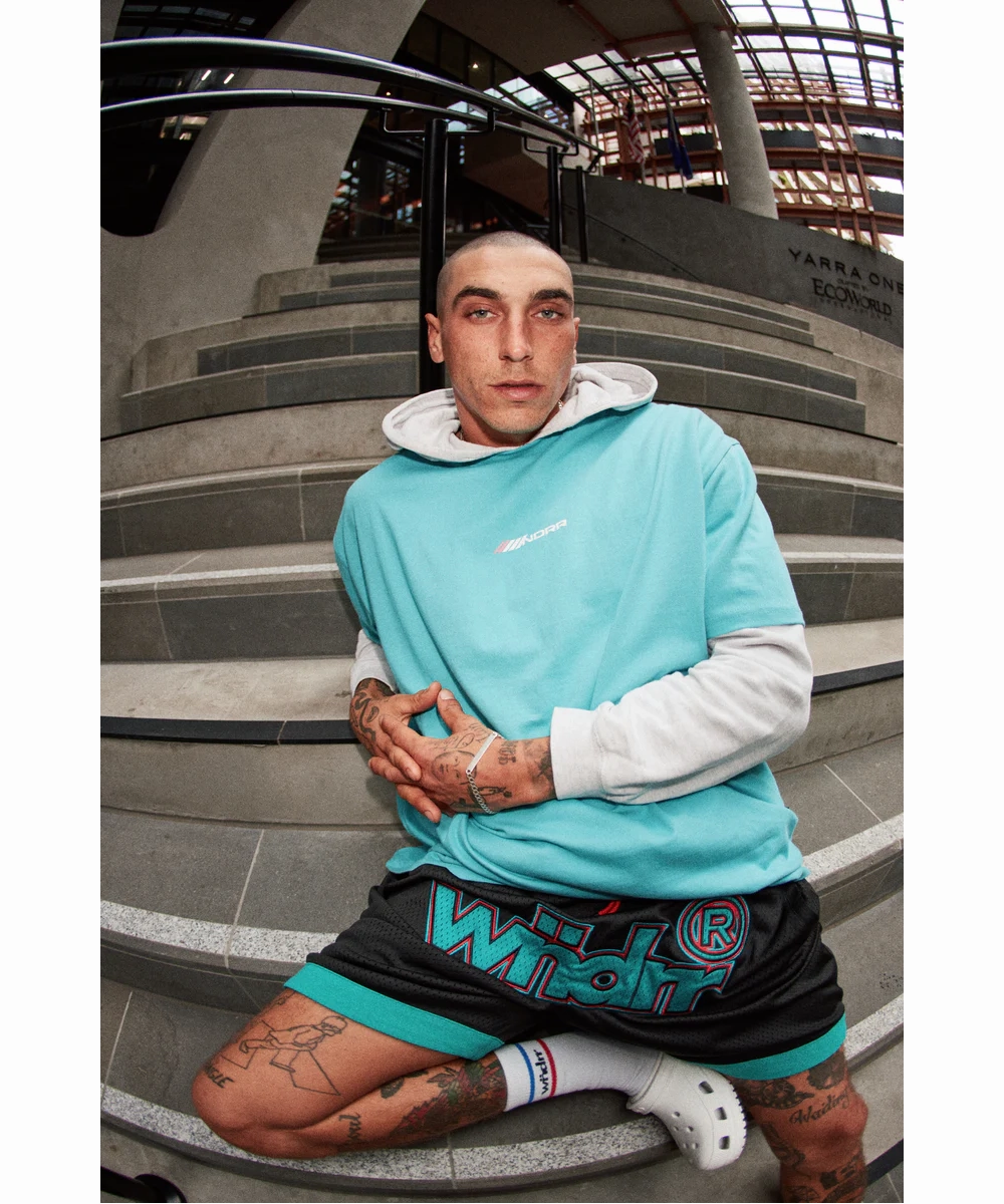 WNDRR Offcut Court Short (Black/Teal) HighDurabilityClothing Hot Core