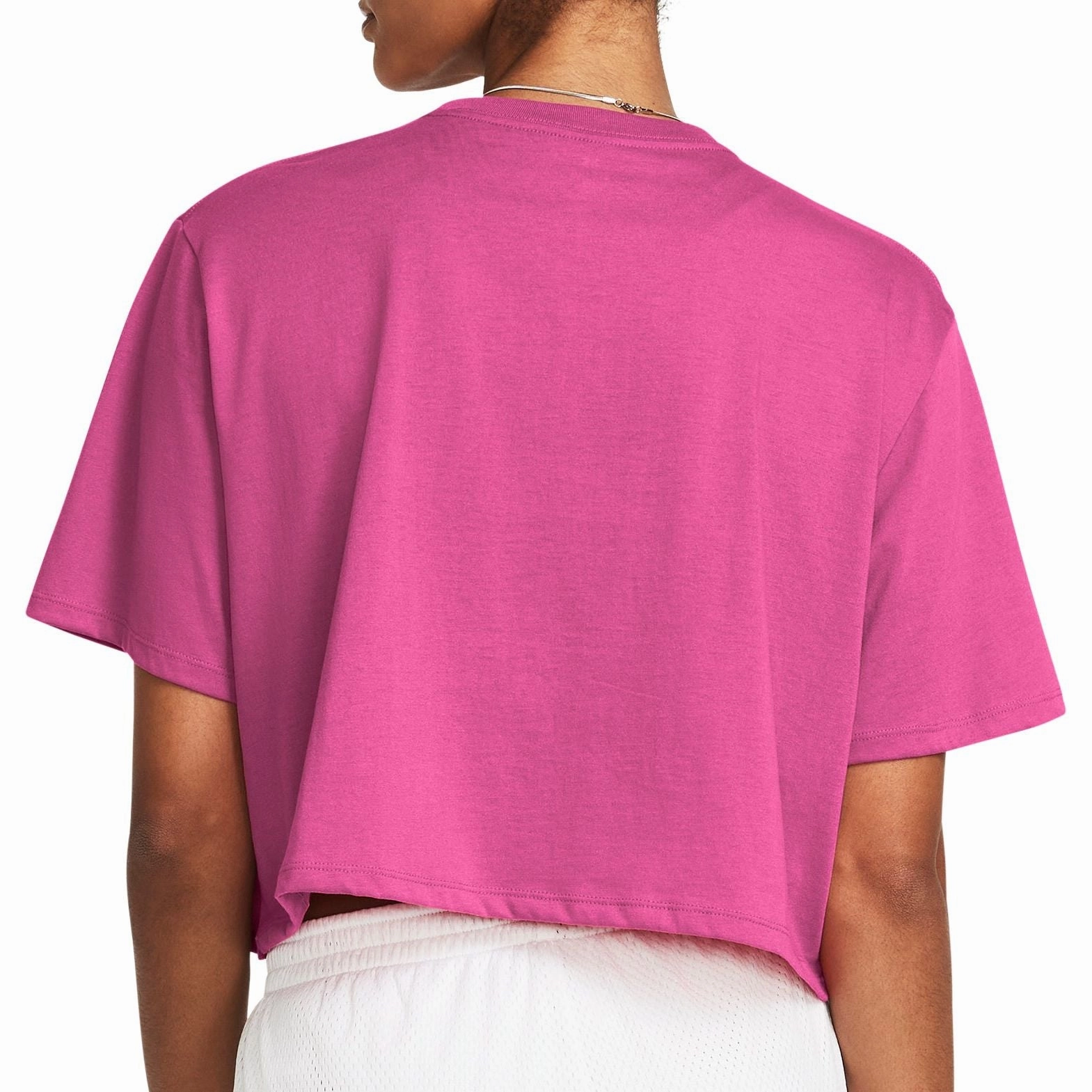 ThermalRegulating Layer FlexibleJointConstruction Under Armour Campus Boxy Crop Short Sleeve Womens Training Top - Pink