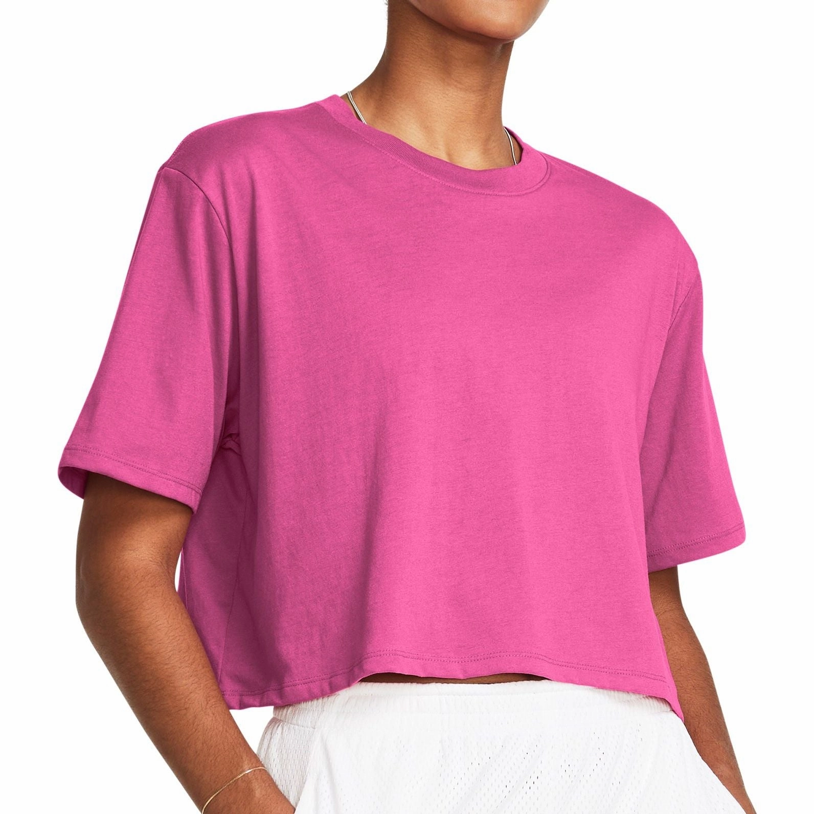 NonIrritating NonIrritating Seams Under Armour Campus Boxy Crop Short Sleeve Womens Training Top - Pink