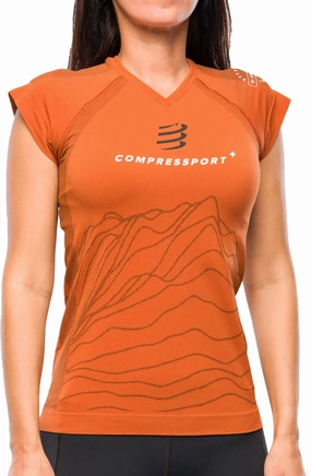 Compressport Trail Capsule 2023 Short Sleeve Womens Running Top - Orange Durable Colorfast Finish Lightweight Material