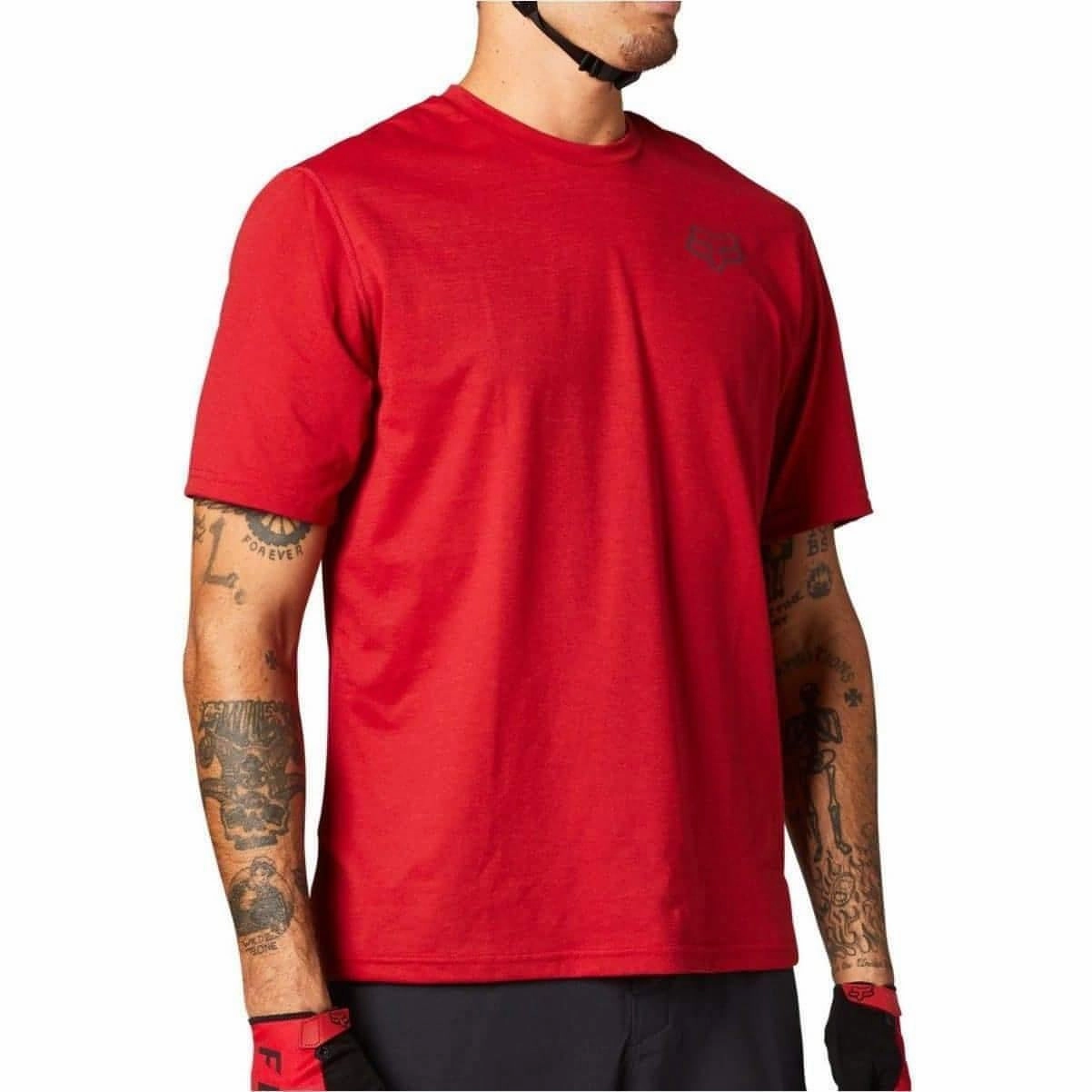 Fox Ranger PowerDry Short Sleeve Mens Cycling Jersey - Red Low Profile Design