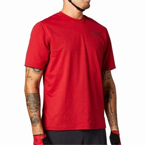 Reflective accents Fox Ranger PowerDry Short Sleeve Mens Cycling Jersey - Red