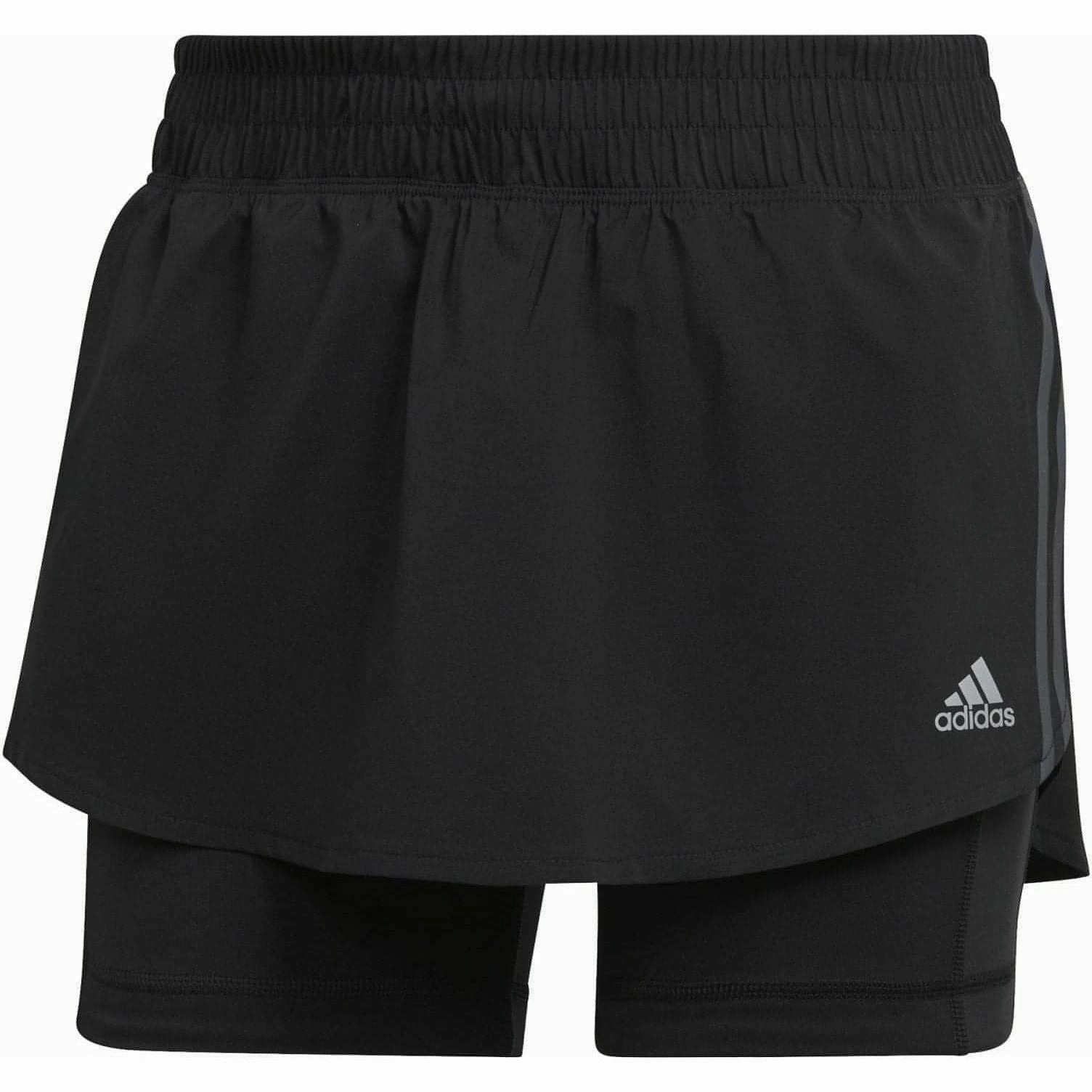 adidas Run Icons 3 Stripes Womens Running Skort - Black Daywear Anti Pilling Surface