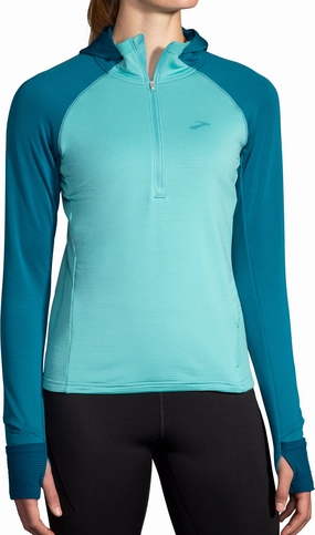 Fashionable Tight Fit Brooks Notch Thermal 2.0 Womens Running Hoody - Blue