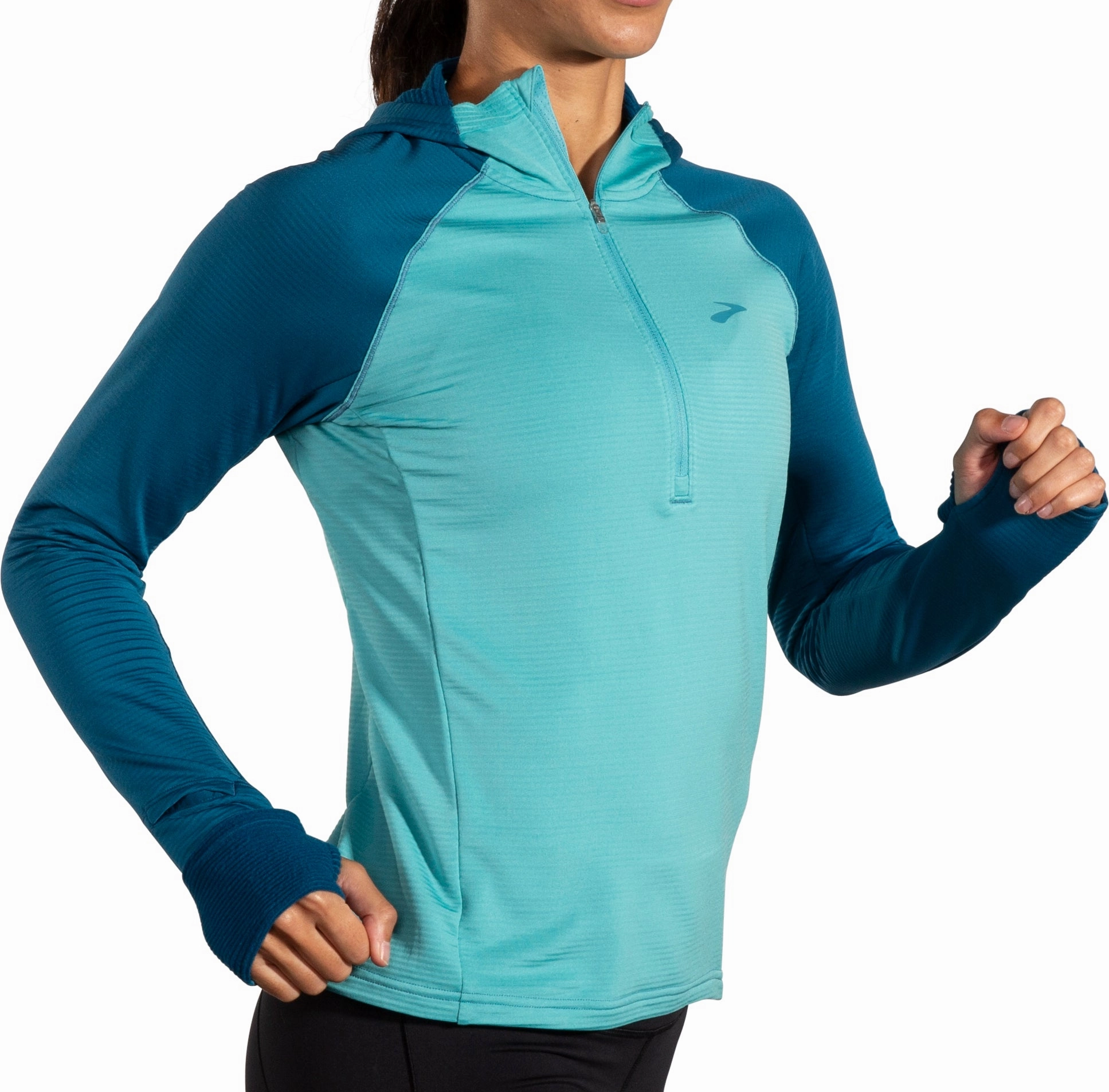 zipper pull venue Brooks Notch Thermal 2.0 Womens Running Hoody - Blue