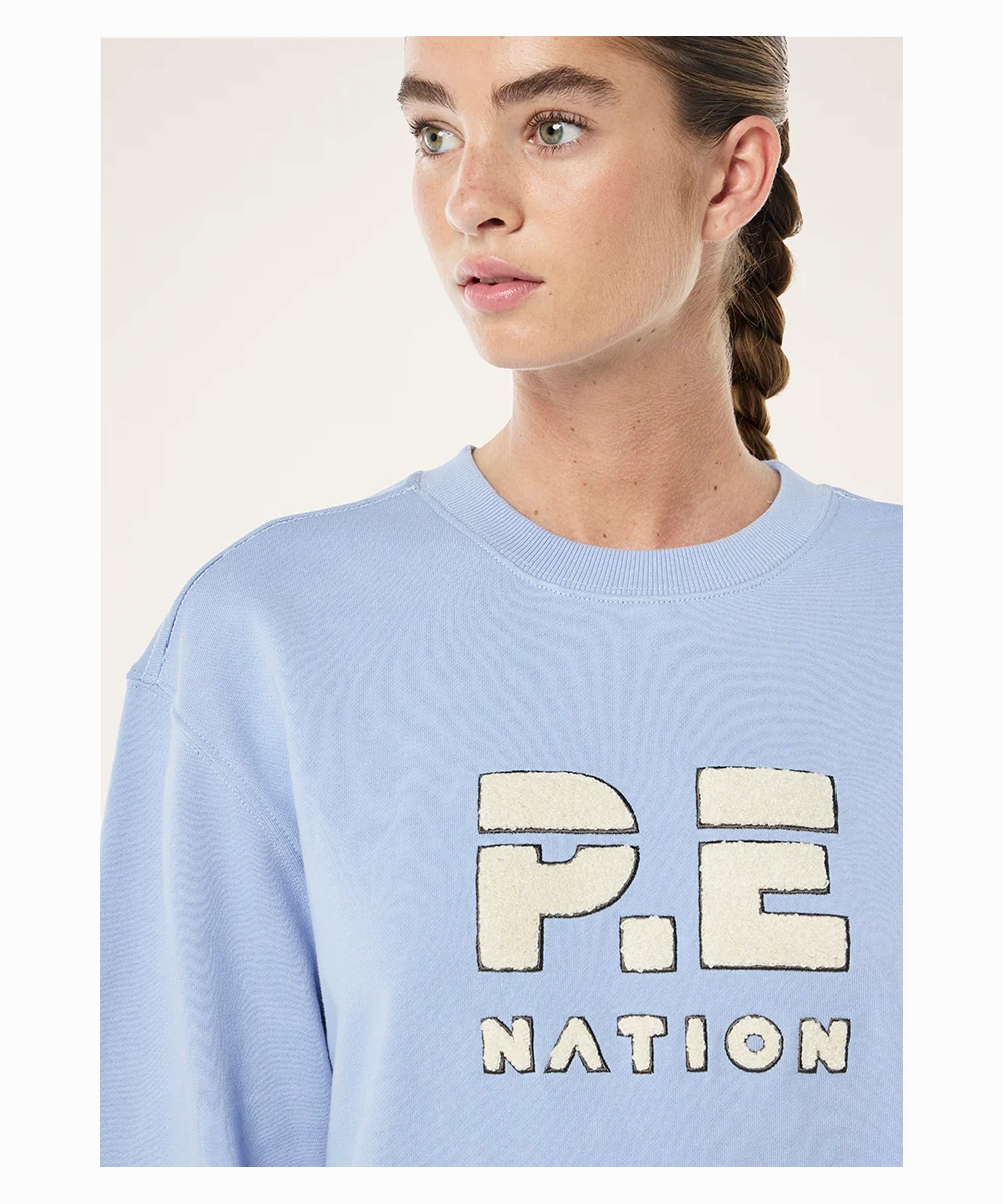 P.E Nation Heads up Boucle Sweat (Dusty Blue) TaglessLabel
