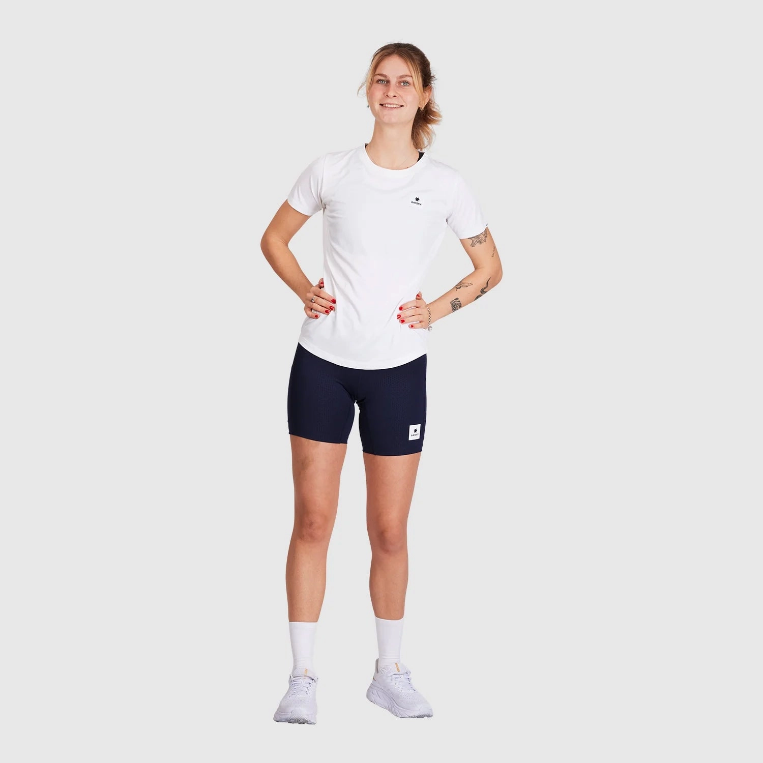 SAYSKY Women's Clean Combat Tee White Red Flash Easy Wash