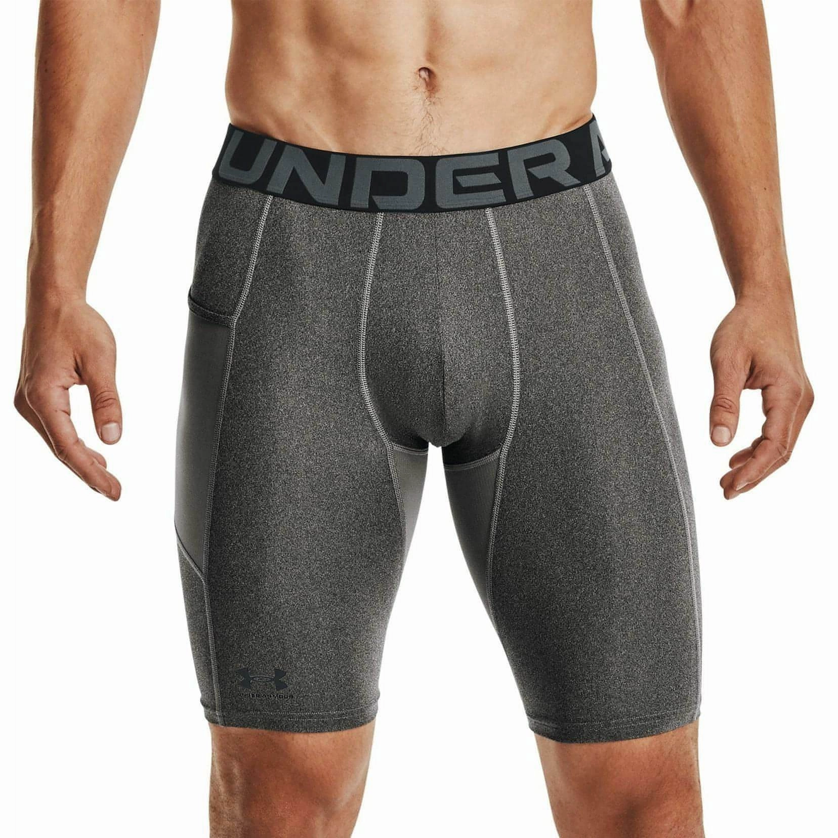 Under Armour HeatGear Pocket Long Mens Short Compression Tights - Grey UVProtectionFinish
