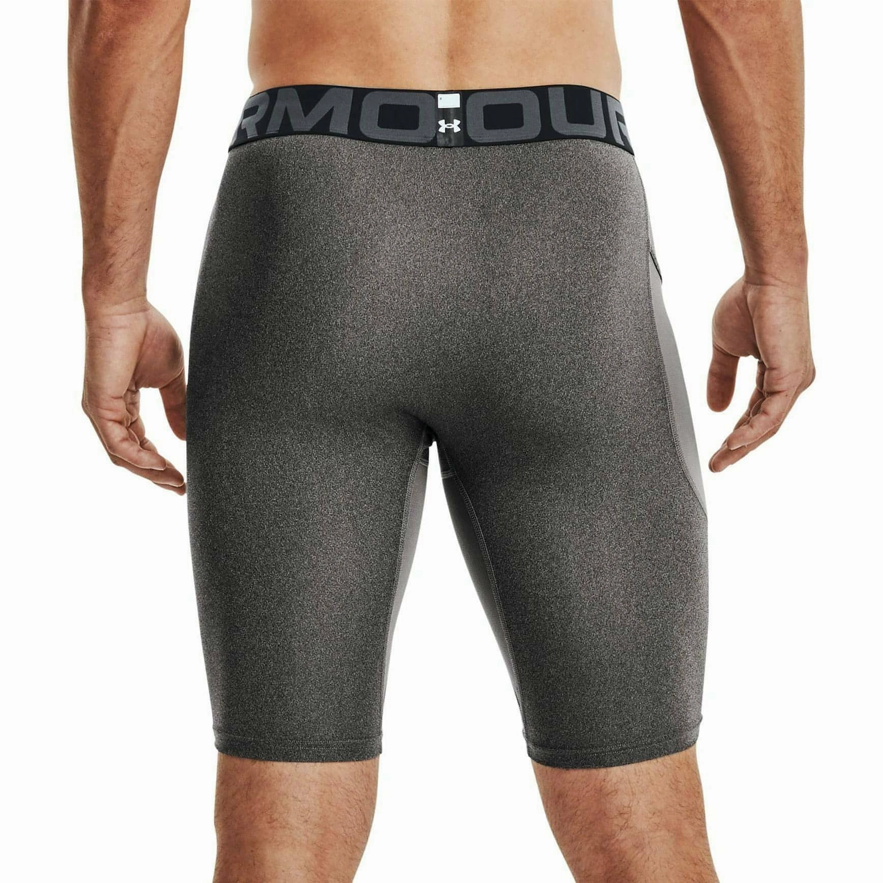 Under Armour HeatGear Pocket Long Mens Short Compression Tights - Grey Quiet Core OdorResistantClothing