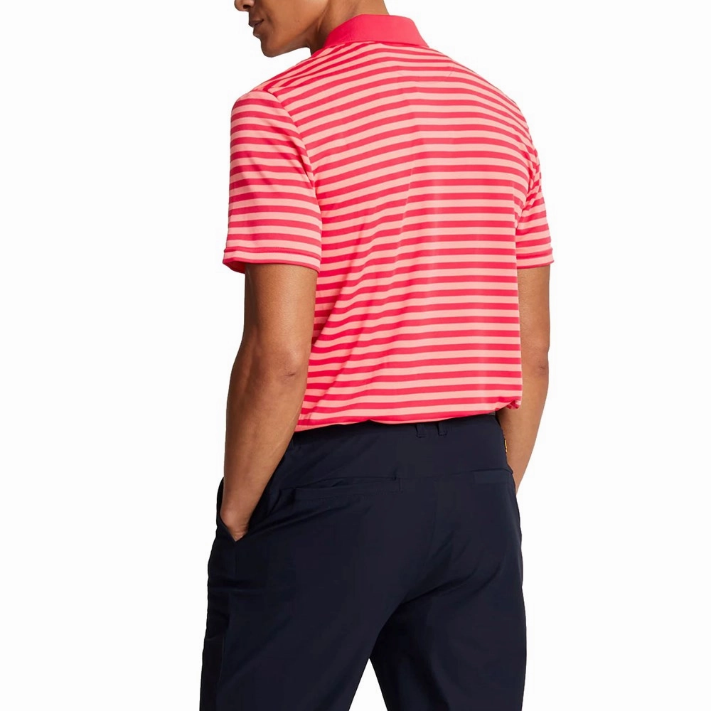 Breathable Material Office Attire Lyle & Scott Golf Broad Stripe Polo Golf Shirt - Birdie Red