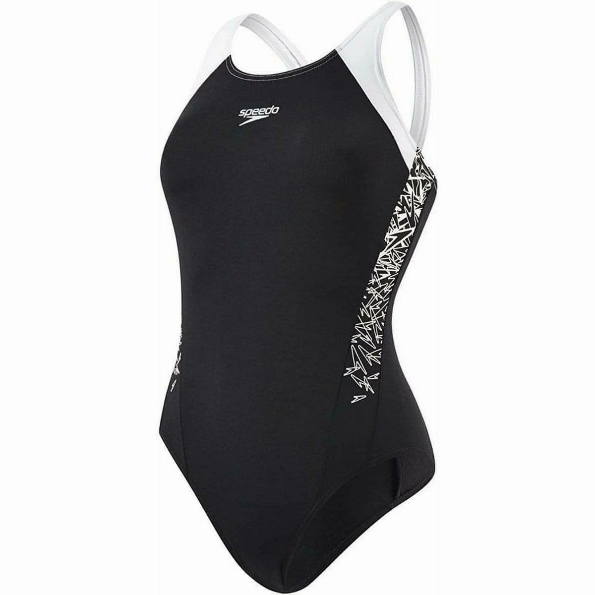 Eco Certified Dye Process Speedo Boom Splice Muscleback Womens Swimsuit - Black