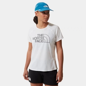The North Face Women's Flight Series Weightless Tee TNF White Shimmer Core Fire Glow