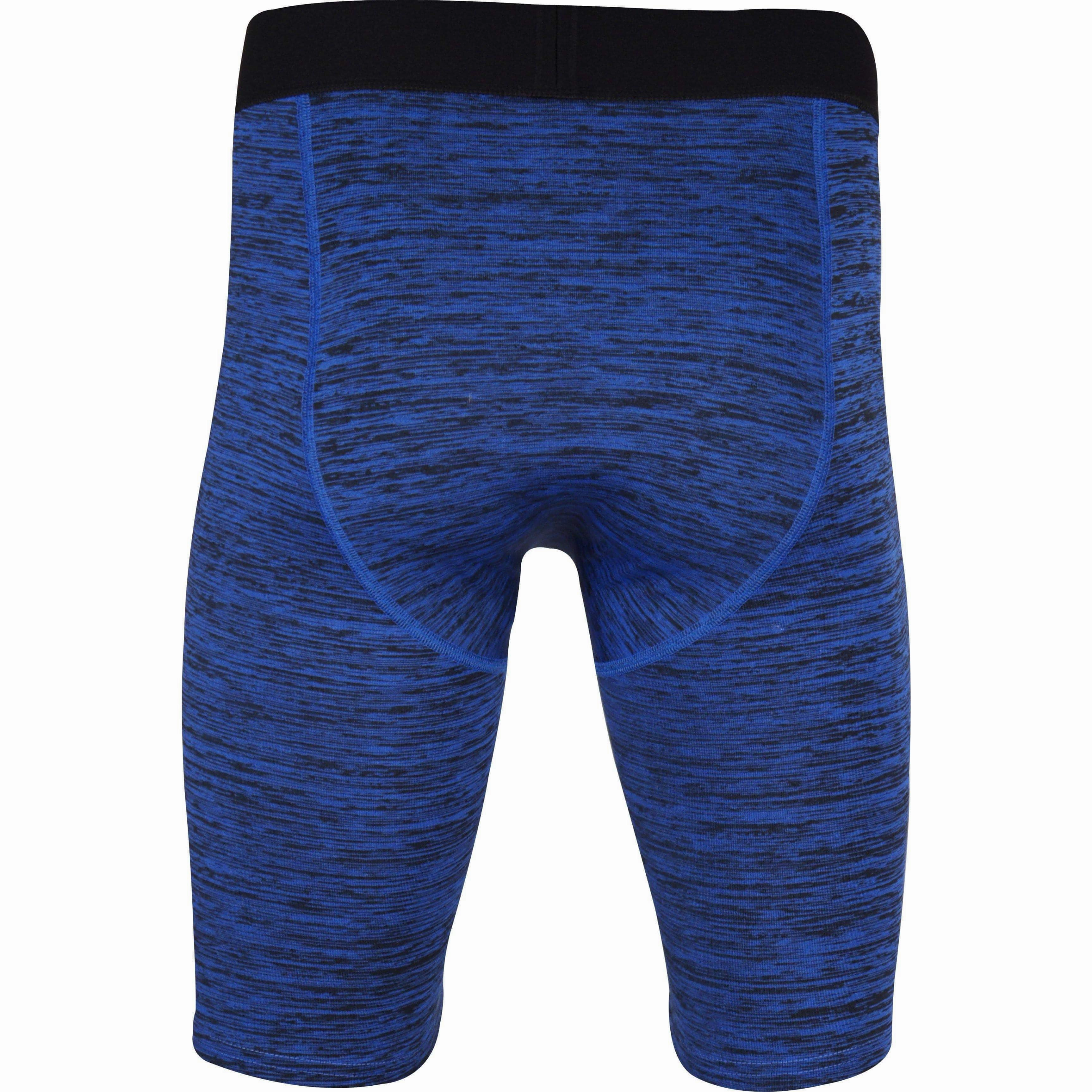 More Mile Train To Run Mens Baselayer Short Tights - Blue FlexibleMobility Stretchy Waist