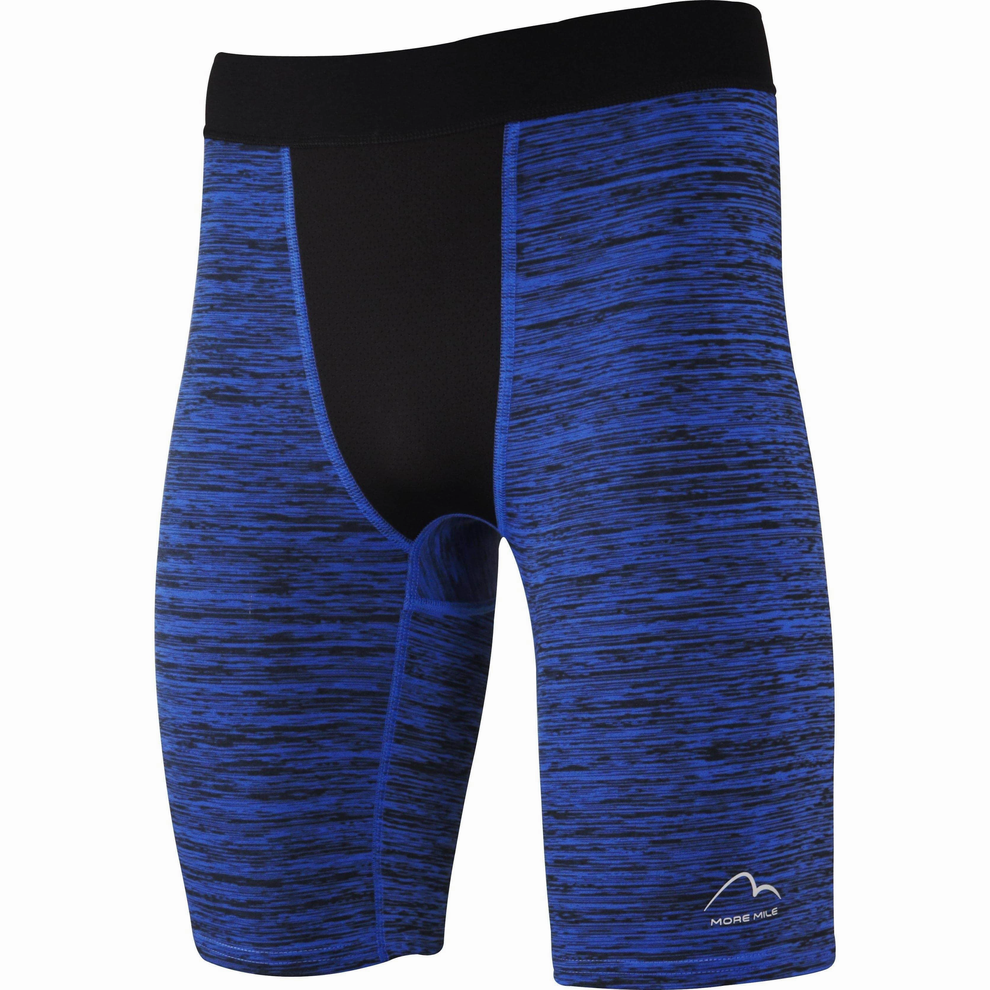 Zipper pockets More Mile Train To Run Mens Baselayer Short Tights - Blue
