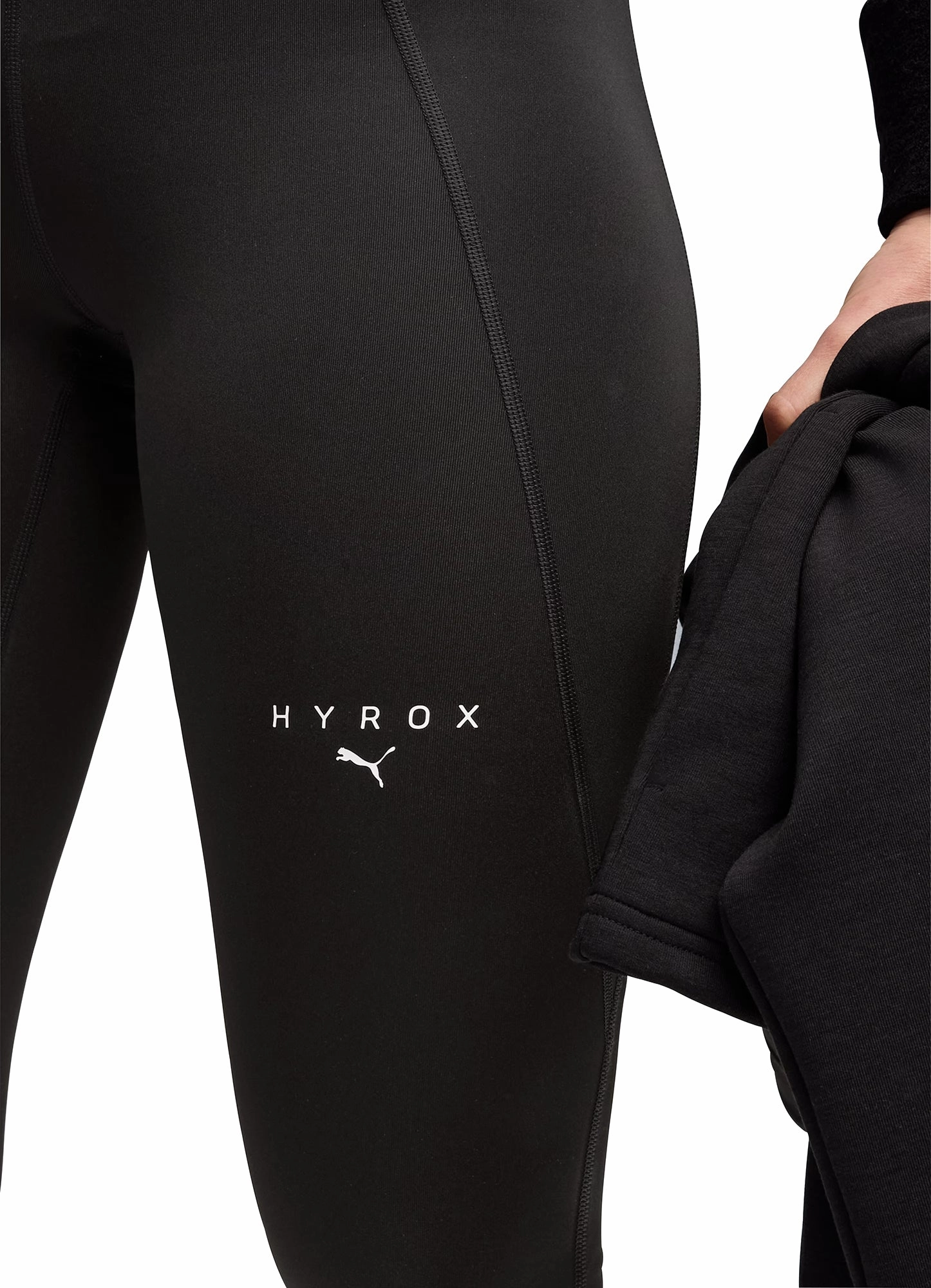 World Glow LayeredPanels Puma X HYROX Essential Womens Long Training Tights - Black