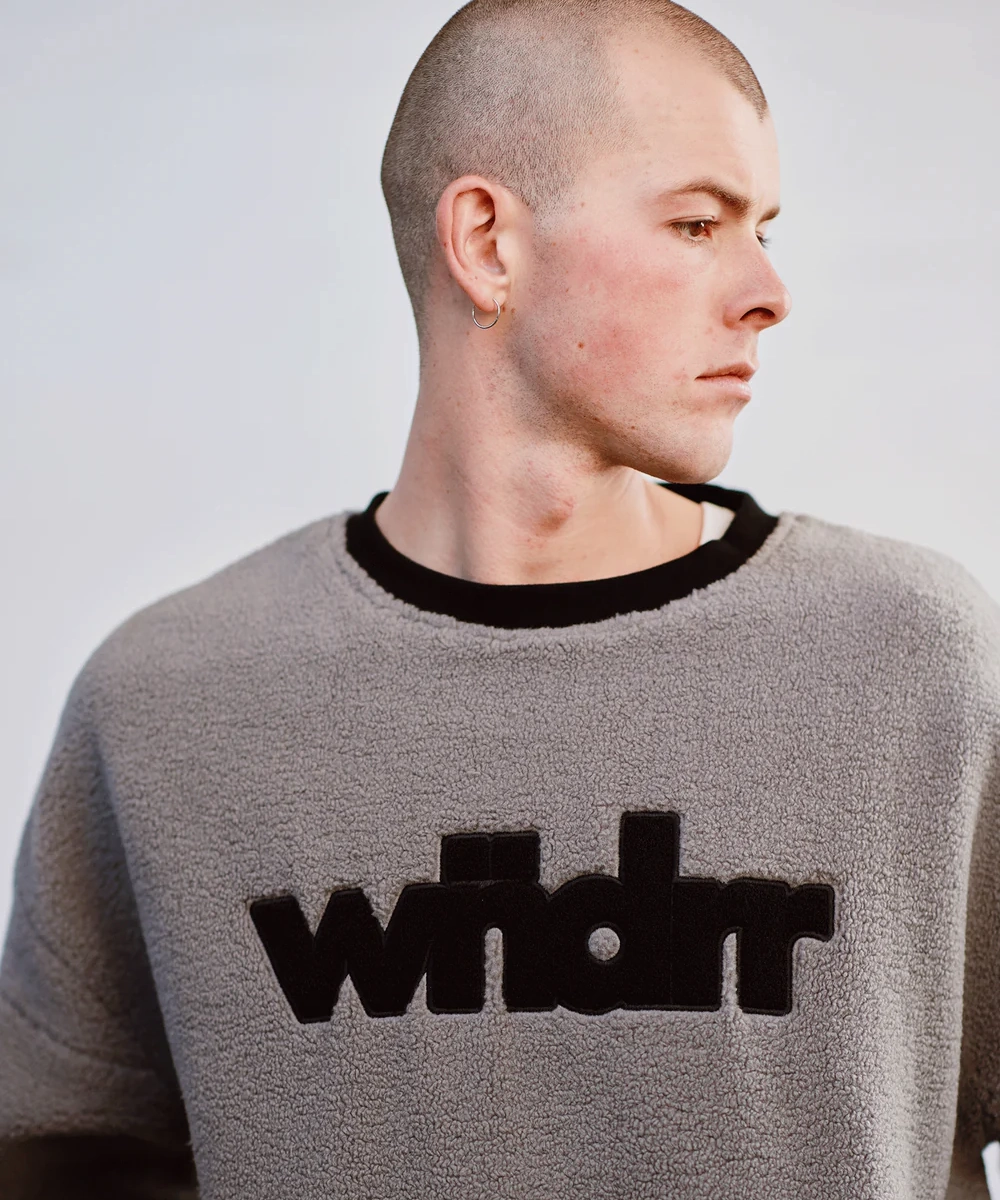 Wndrr Tone Sherpa Pullover (Cement Grey) Linen Soul PillingResistant