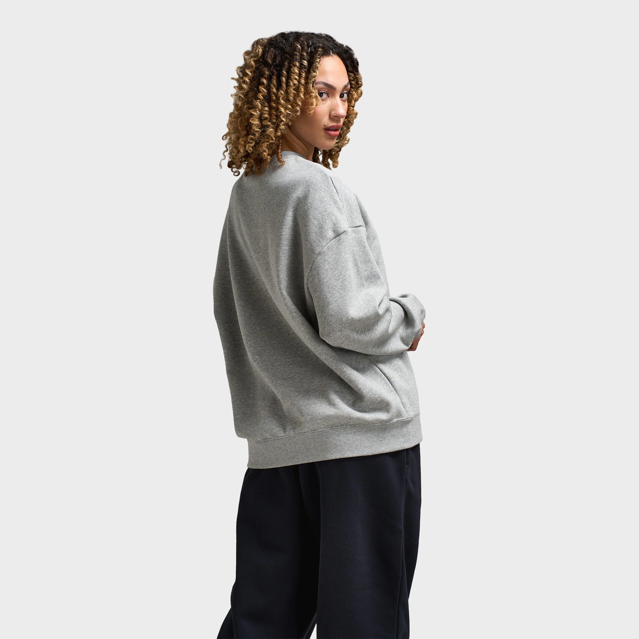 Heavy Duty Zippers Matte Finish Nike Sportswear Women's Club Fleece Loose Crewneck Dark Grey Heather / White