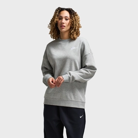 Outer Chill Piece Elastic Binding Nike Sportswear Women's Club Fleece Loose Crewneck Dark Grey Heather / White