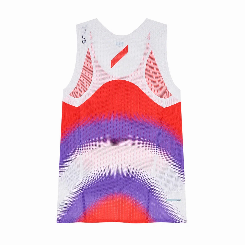 Women's Race Vest Red / Purple Stripe FlatlockStitching