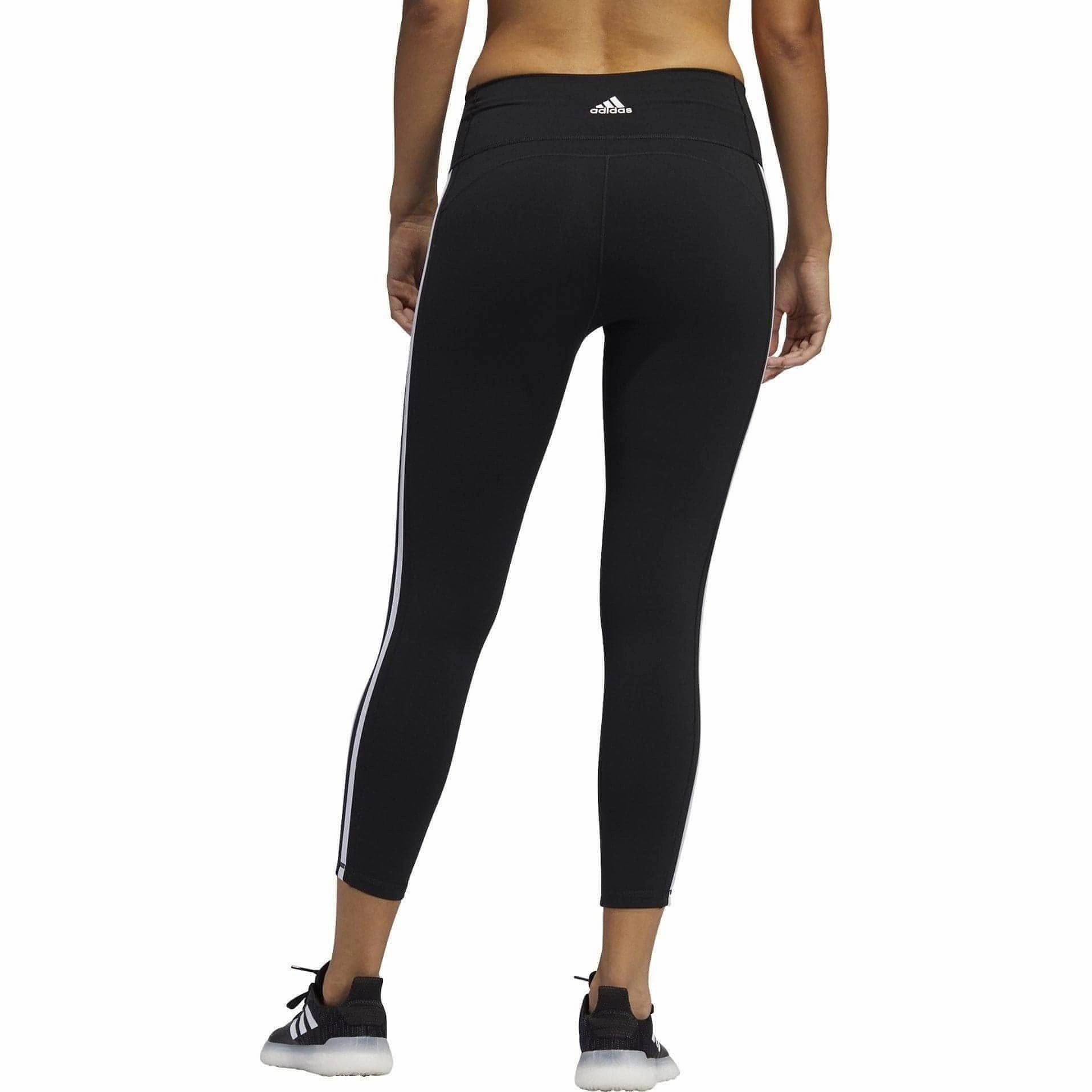 Ergonomic Pattern AntiClingFabric adidas Believe This 2.0 3 Stripes High Rise Womens 7/8 Training Tights - Black