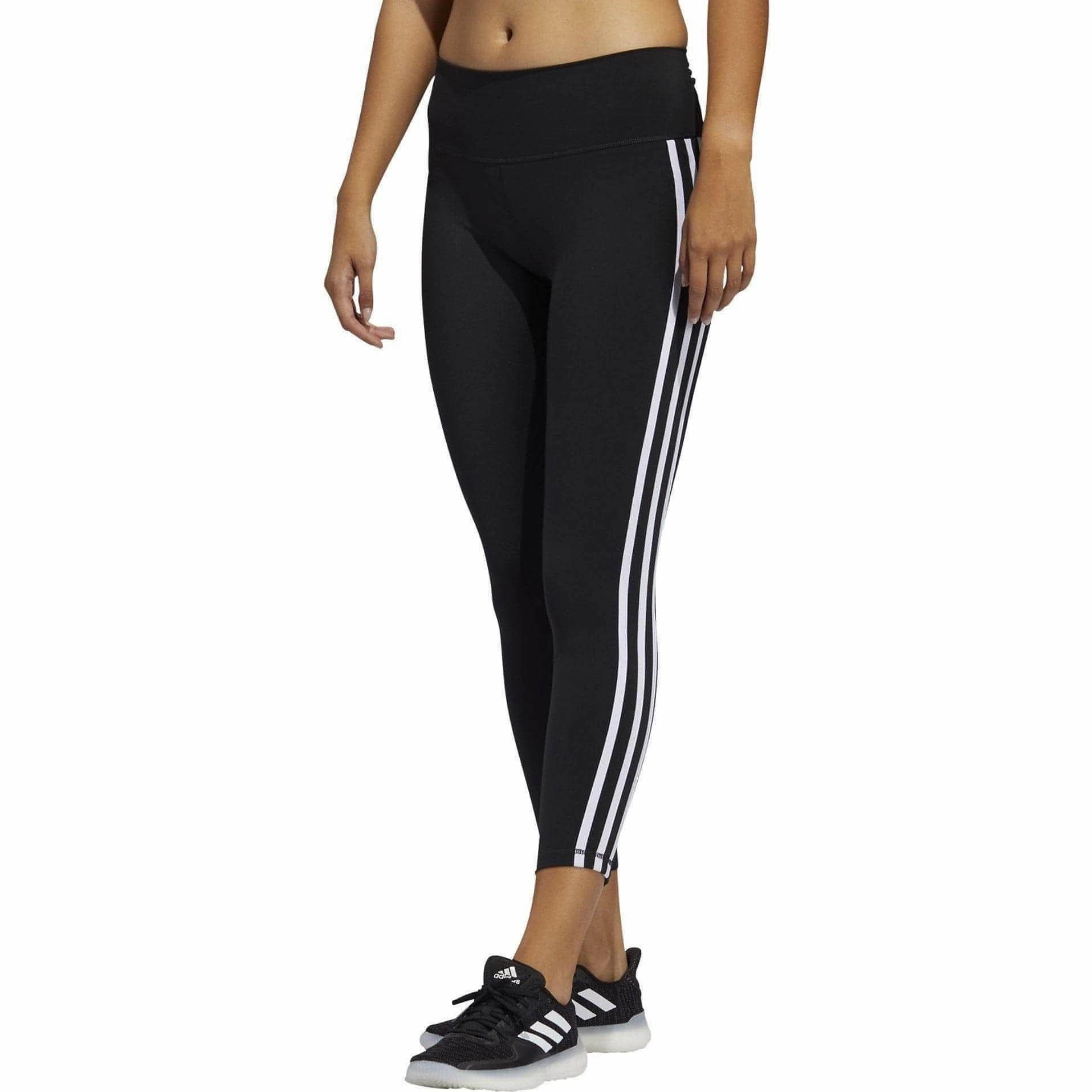 adidas Believe This 2.0 3 Stripes High Rise Womens 7/8 Training Tights - Black AbrasionResistantClothing CoolingChannelFabric