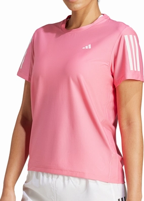 adidas Own The Run Short Sleeve Womens Running Top - Pink Travel Trend Look