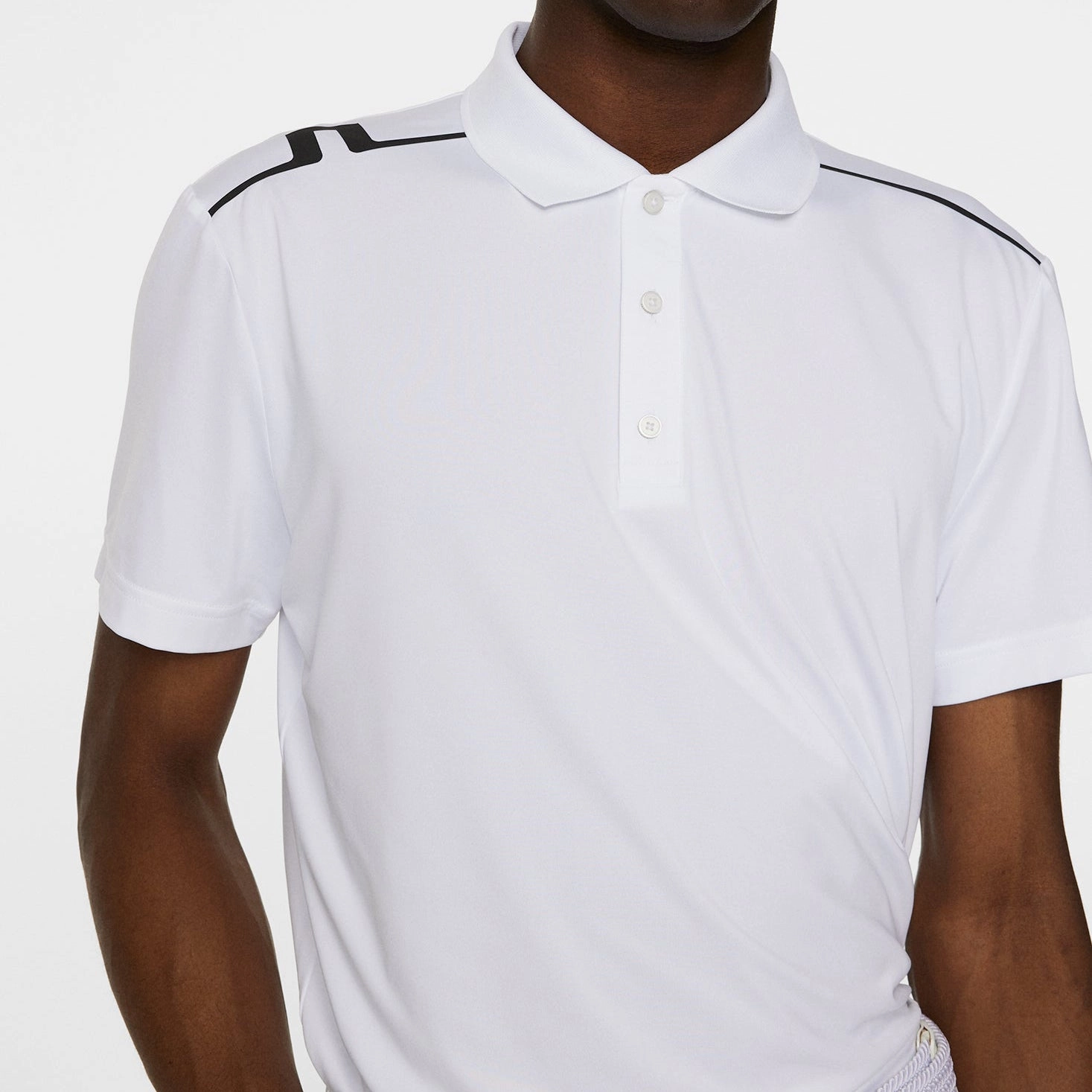 J.Lindeberg Lionel Golf Polo Shirt - White Moisture Wicking Fabric Trendy Colors