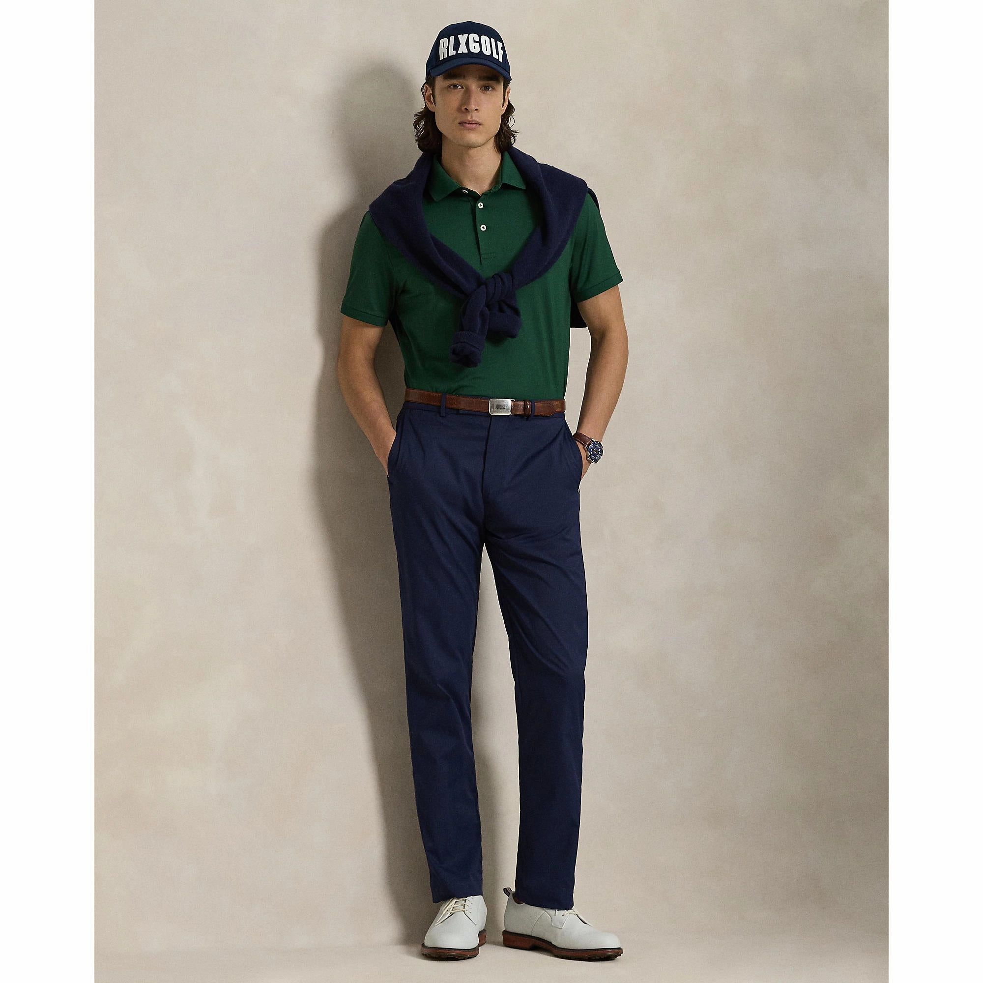 RLX Ralph Lauren Tailored Fit Lightweight Airflow Golf Polo Shirt - Vintage Pine Wrinkle Free Treatment