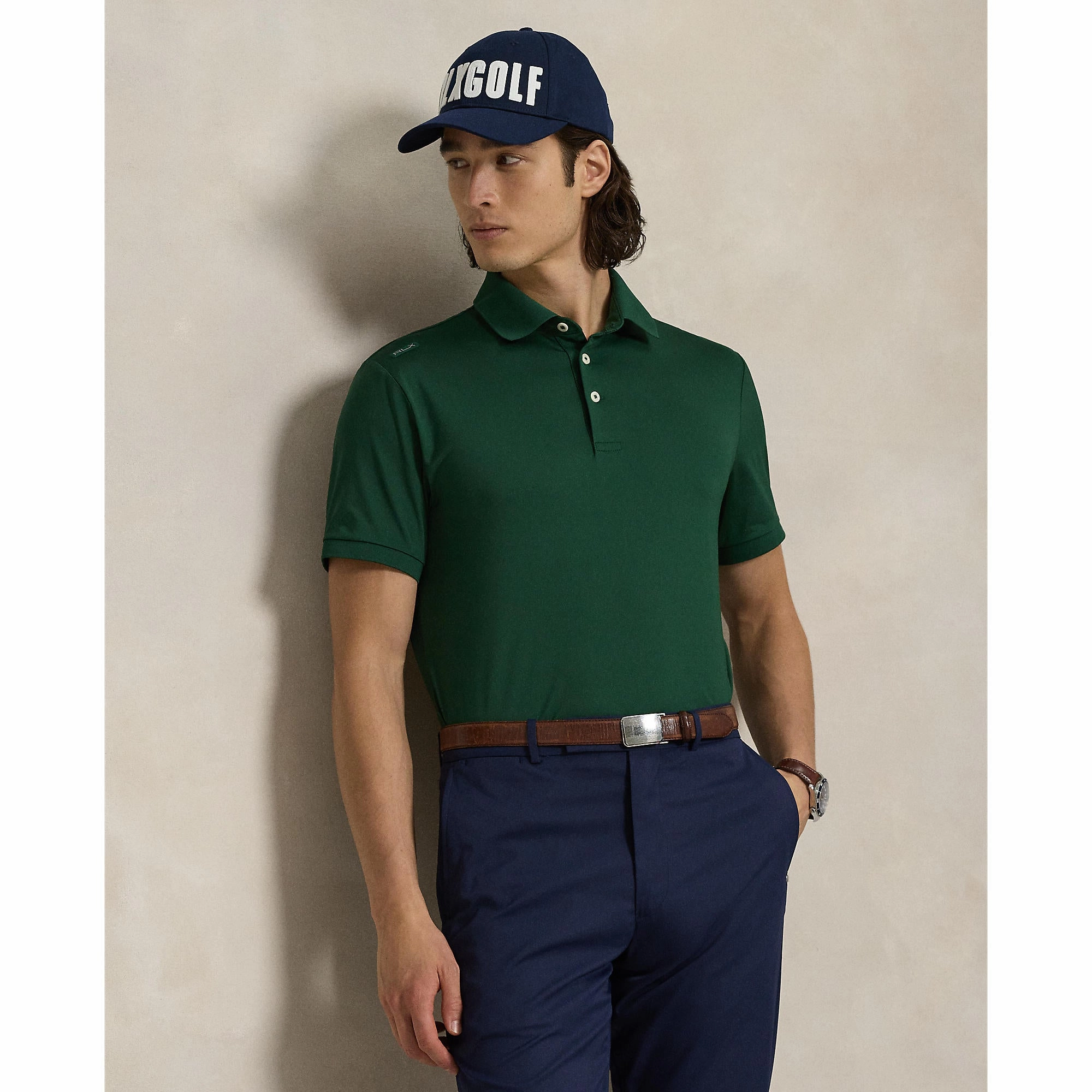 RLX Ralph Lauren Tailored Fit Lightweight Airflow Golf Polo Shirt - Vintage Pine Non Restrictive Cuff