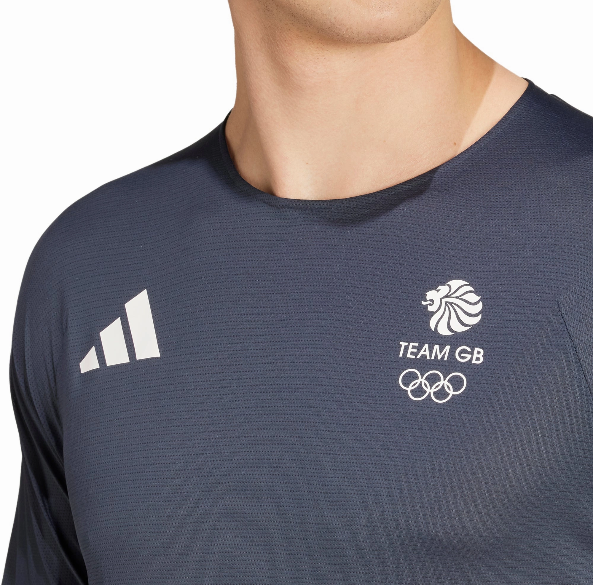 adidas Adizero Team GB Short Sleeve Mens Running Top - Blue Fuzz Free Surface