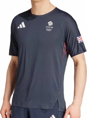 adidas Adizero Team GB Short Sleeve Mens Running Top - Blue Complementary Colors