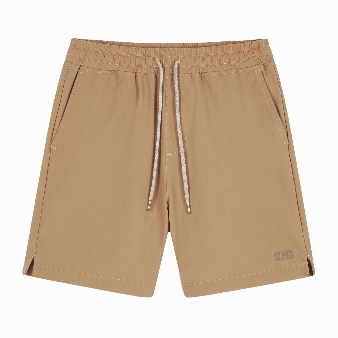 Titan Essential Running Shorts - Khaki Fine Stitching