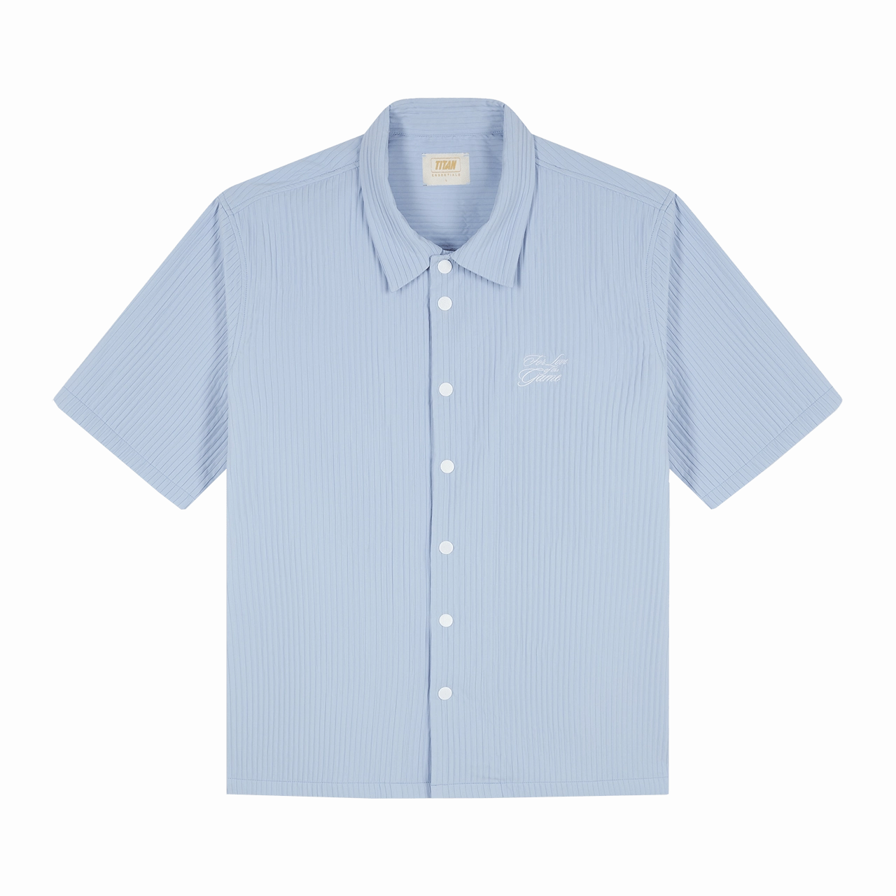 Titan Essential Textured Casual Shirt - Powder Blue Button Closure